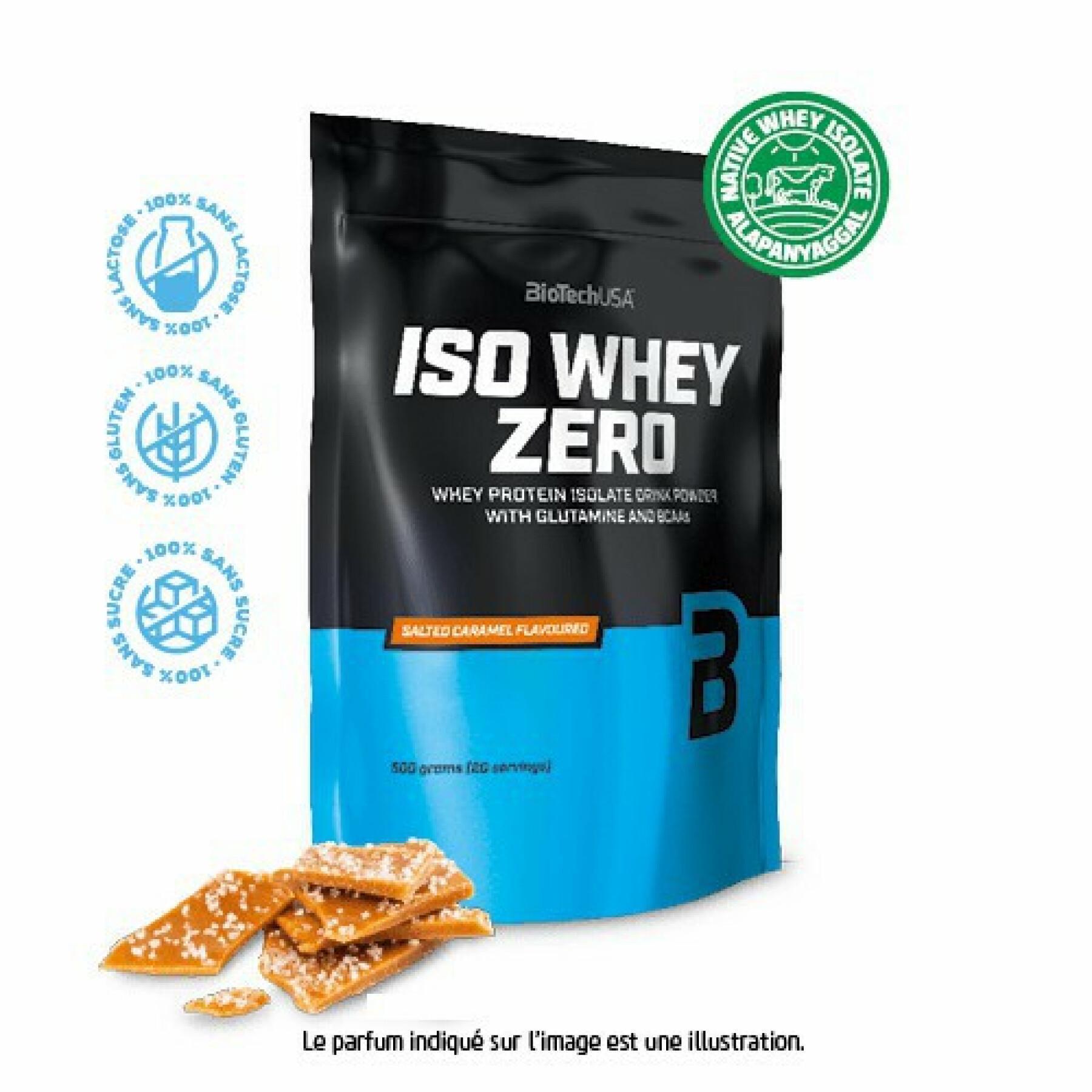10er Pack Proteinbeutel Biotech USA iso whey zero Laktosefrei - Caramel salé - 500g