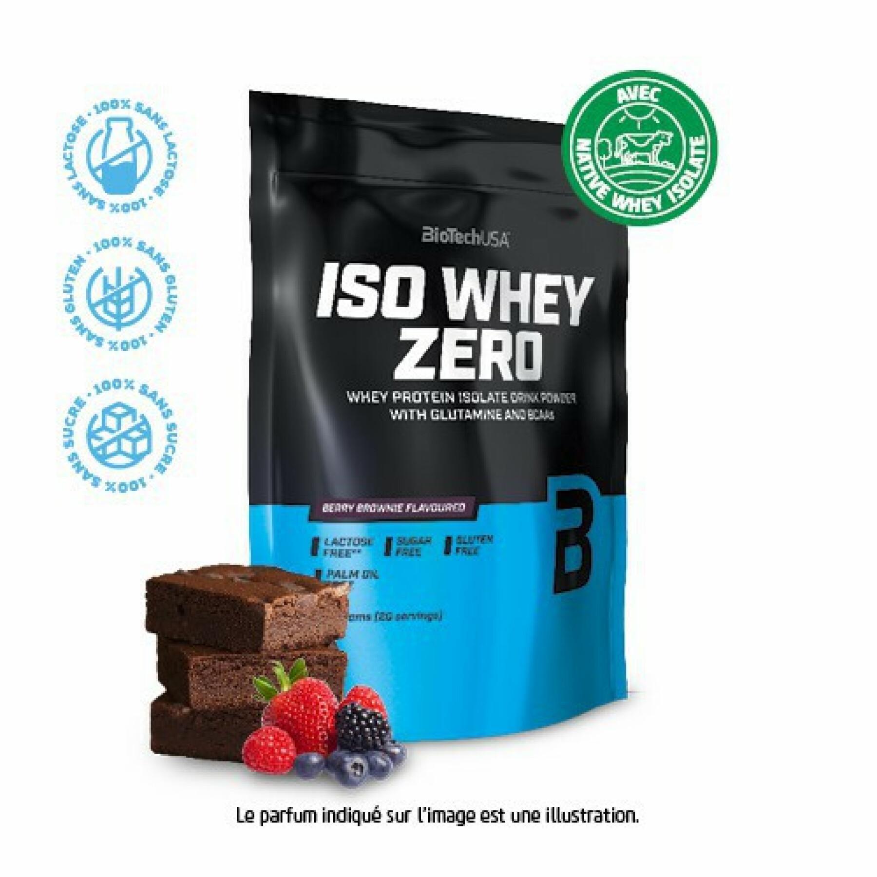 10er Pack Proteinbeutel Biotech USA iso whey zero Laktosefrei - Brownie aux fruits rouges - 500g
