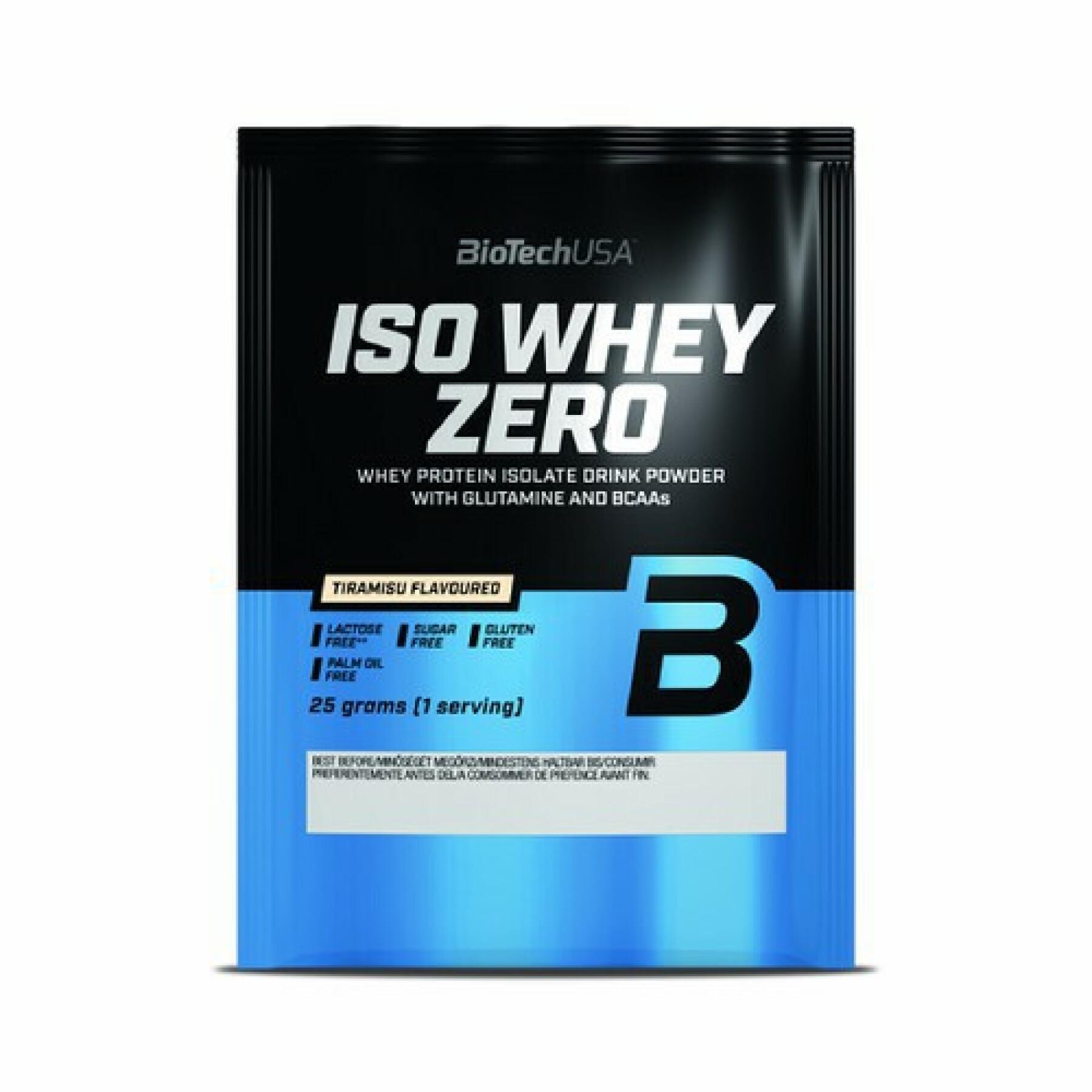 50er Pack Beutel mit laktosefreiem Protein Biotech USA iso whey zero - Tiramisu - 25g