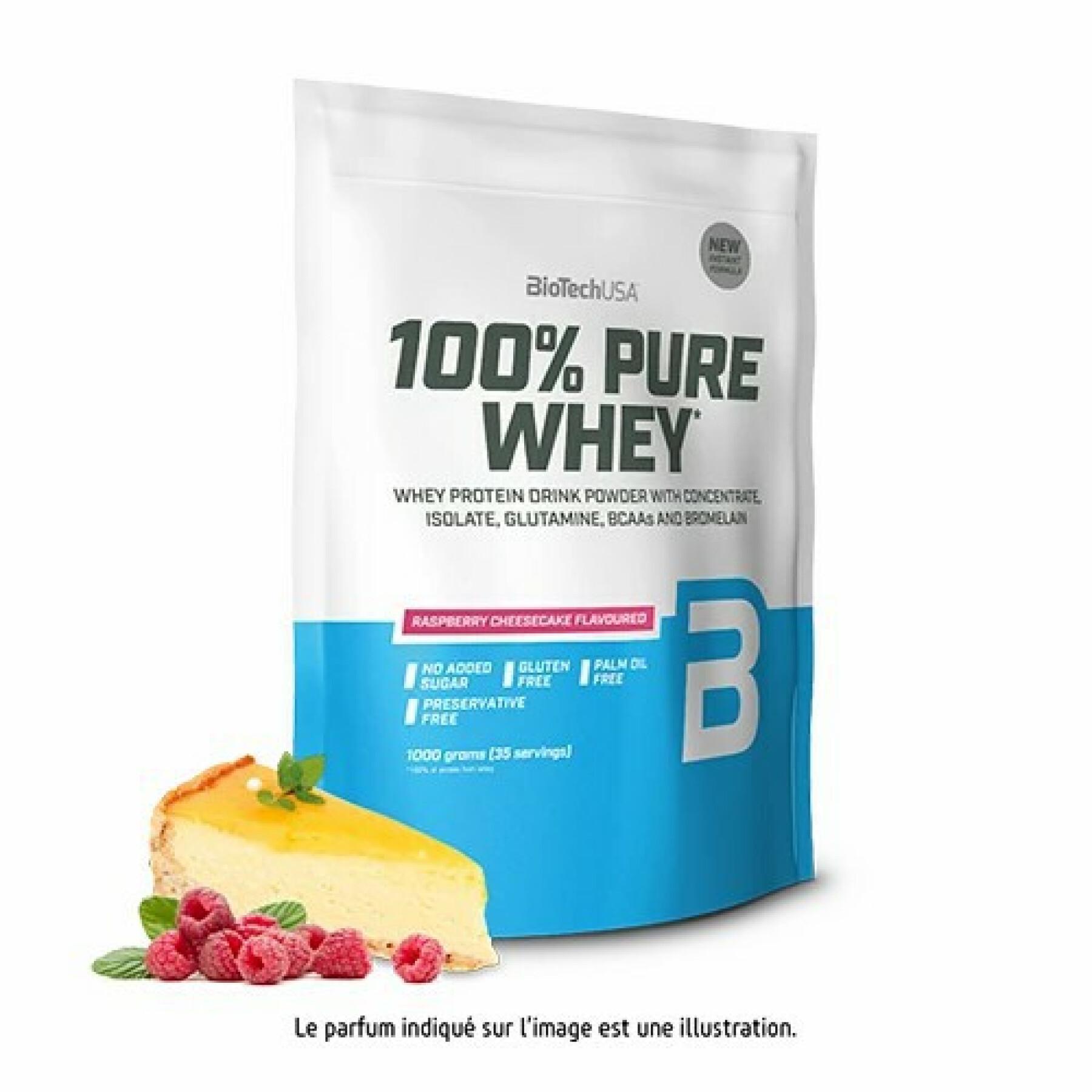 10er Pack Beutel mit 100 % reinem Molkeprotein Biotech USA - Strawberry Cheesecake - 1kg