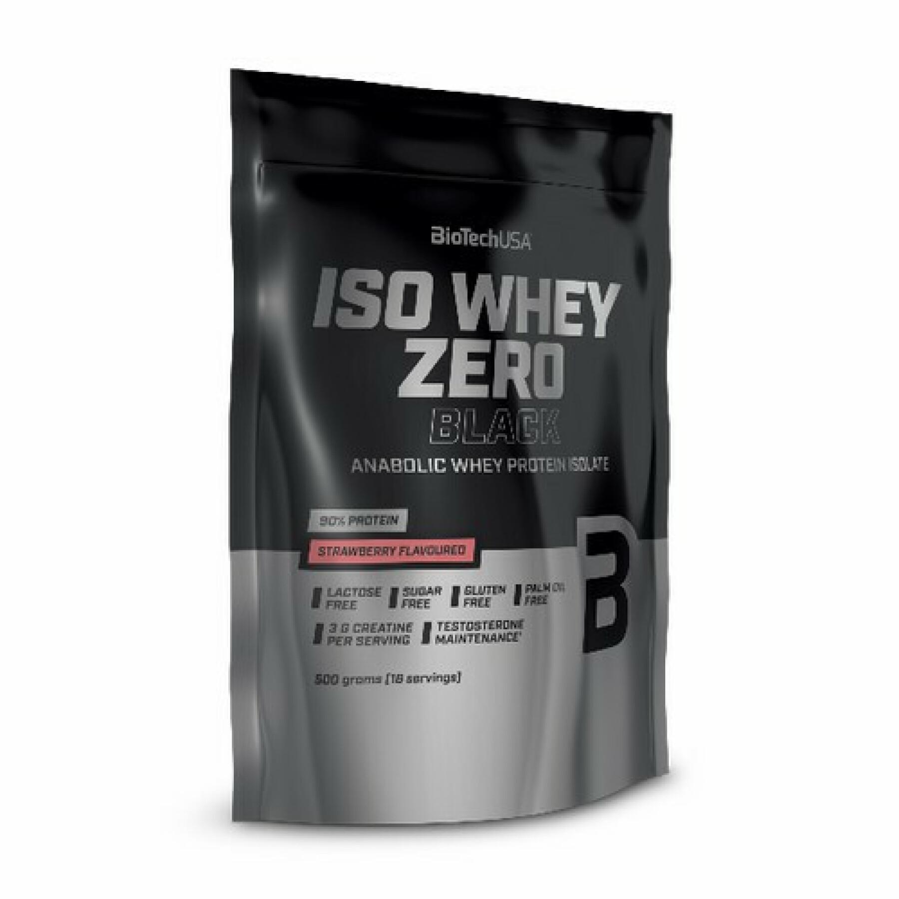10er Pack Proteinbeutel Biotech USA iso whey zero - Erdbeere - 500g
