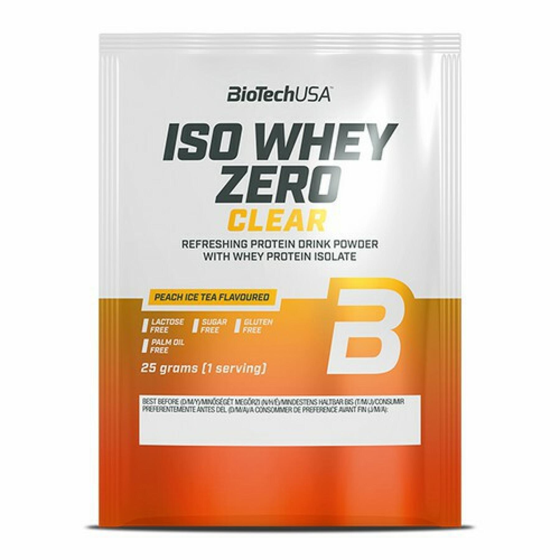 Lots von 50 Proteinbeuteln Biotech Usa iso whey zero clear - Thé glacé aux pêches - 25g