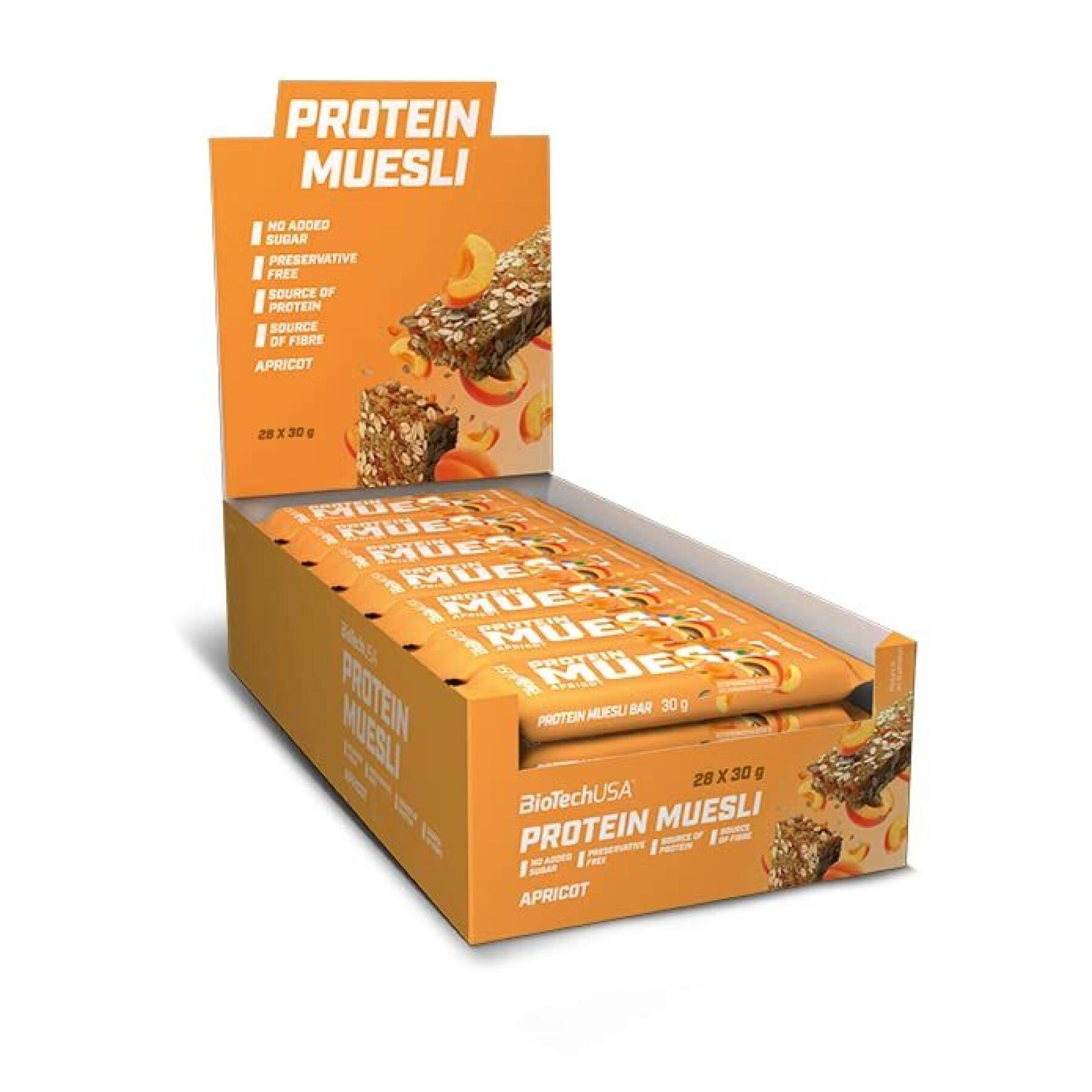 Set mit 28 Kartons proteinhaltiger Snacks Biotech USA muesli - Abricot