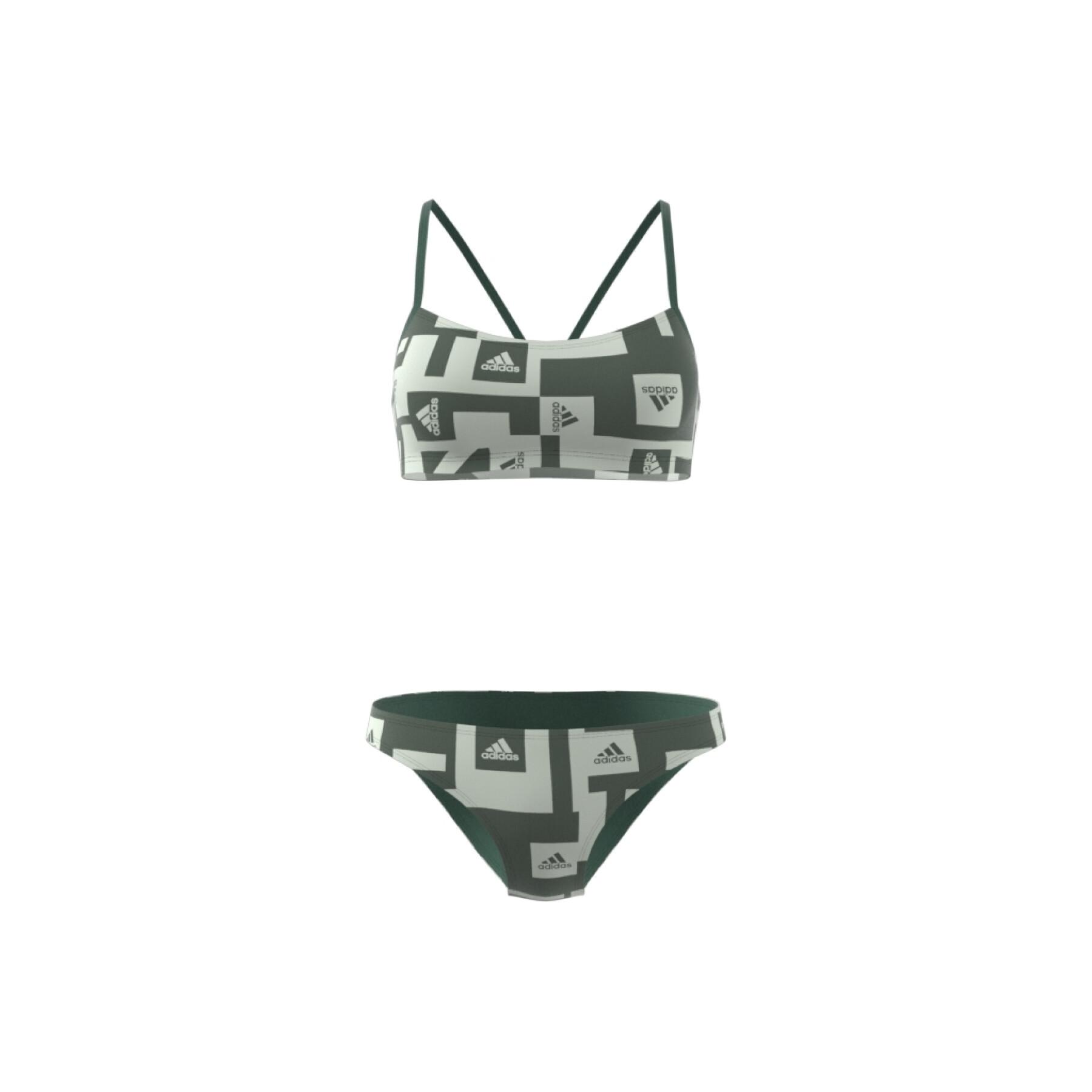 Badeanzug, zweiteilig, grafisch, mit Logo, Frau adidas
