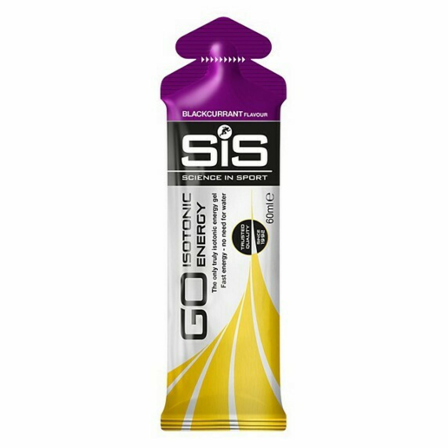 Packung mit 30 Energiegel Science in Sport Go Isotonic - Cassis - 60 ml