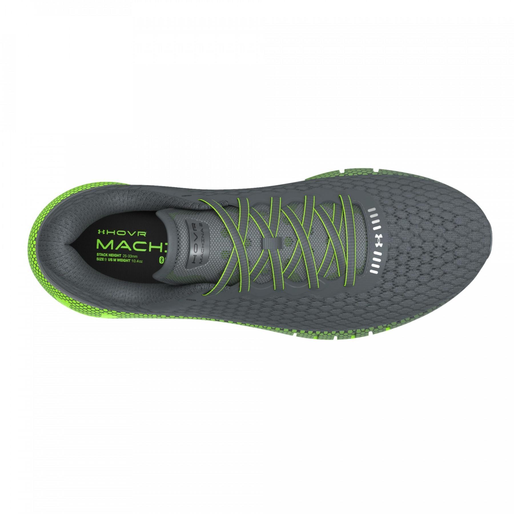 Black/Green Under Armour Mens UA HOVR Machina 2 Running Shoes 
