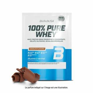 50er Pack Beutel mit 100 % reinem Molkeprotein Biotech USA - Schokolade - 28g